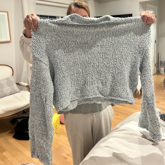 Anthropologie Sweaters - anthropologie cropped crotchet sweater mockneck